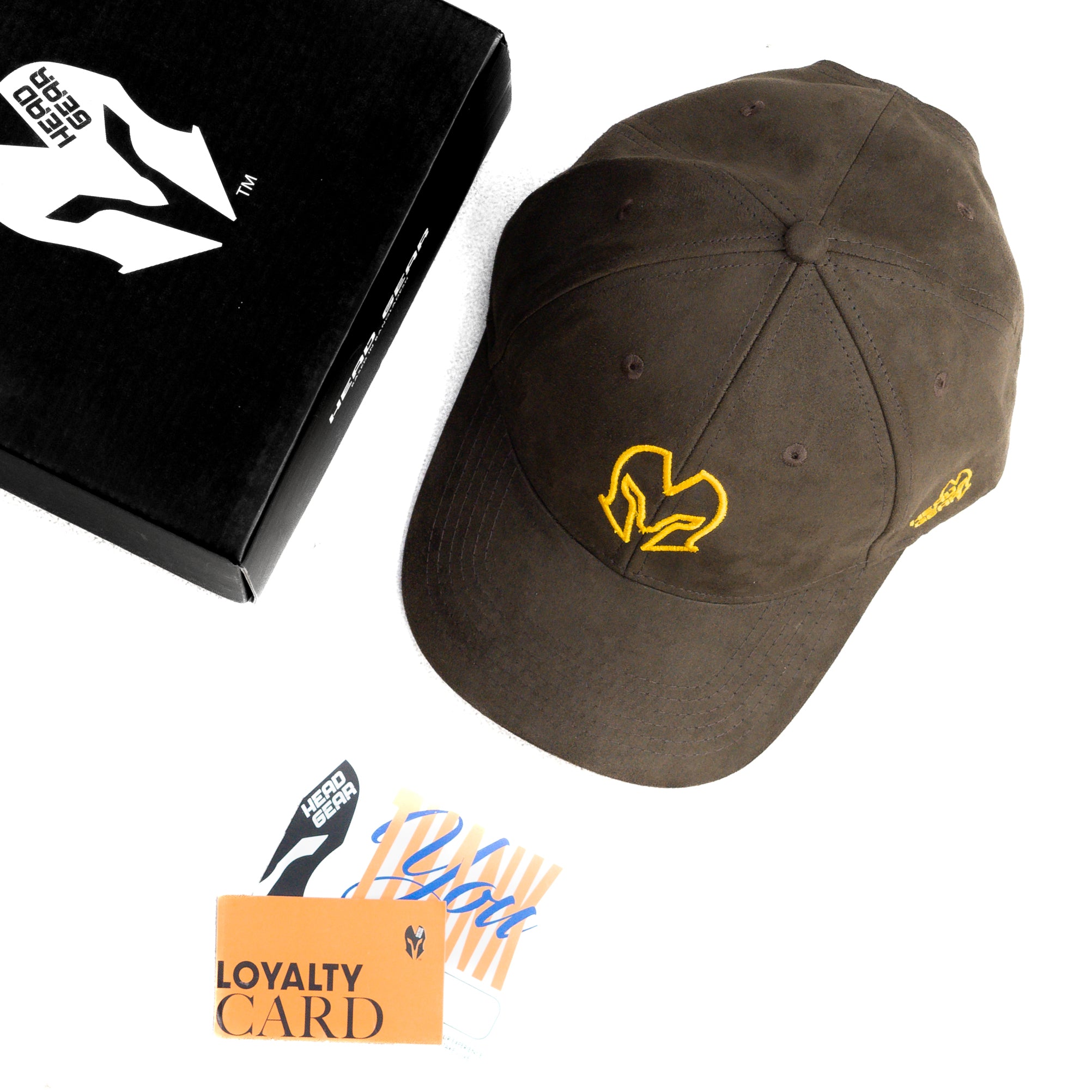 HEAD GEAR COFFEE AND GOLDEN CONTRAST SUEDE CAP