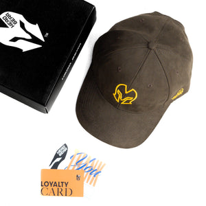 HEAD GEAR COFFEE AND GOLDEN CONTRAST SUEDE CAP