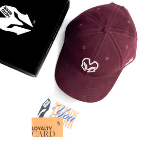 HEAD GEAR MAROON AND WHITE CONTRAST SUEDE CAP