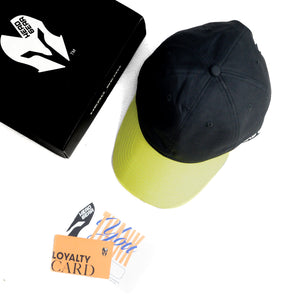 HEAD GEAR BLACK YELLOW GREEN DUAL TONE CAP