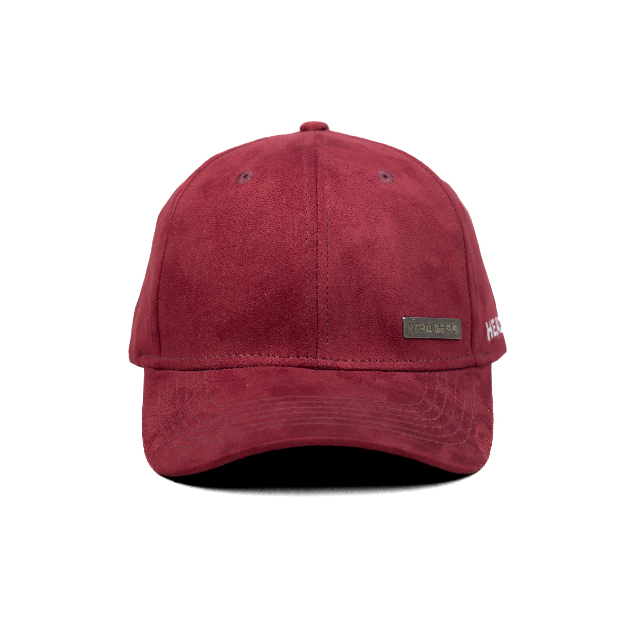 HEAD GEAR RED RUSTIC METAL PATCH SUEDE CAP