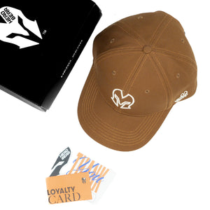 HEAD GEAR BROWN AND WHITE CONTRAST CANVAS CAP