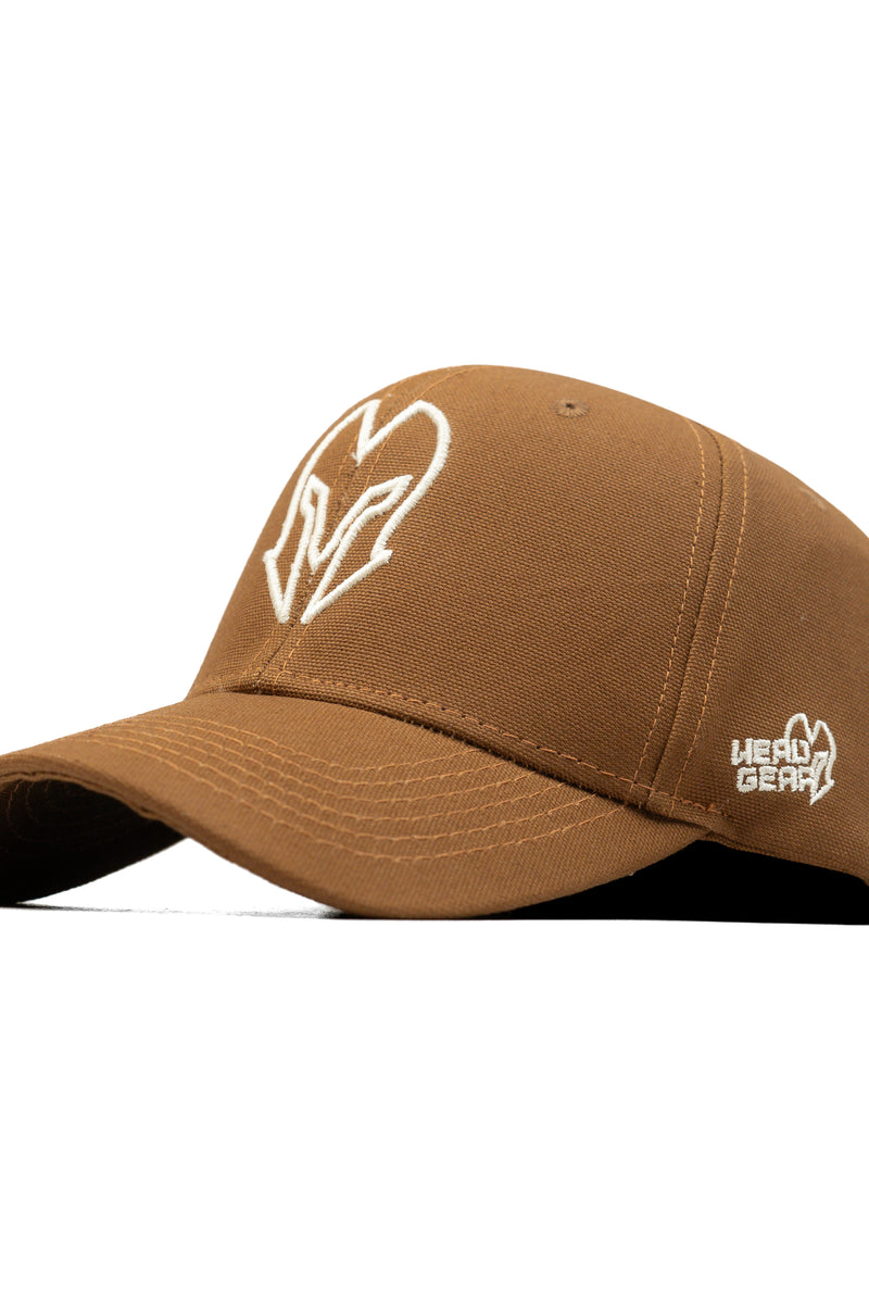 HEAD GEAR BROWN AND WHITE CONTRAST CANVAS CAP