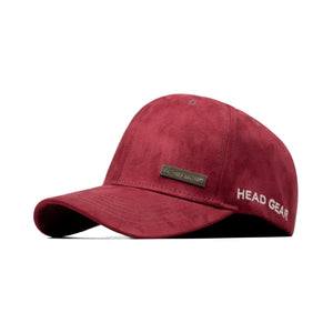 HEAD GEAR RED RUSTIC METAL PATCH SUEDE CAP