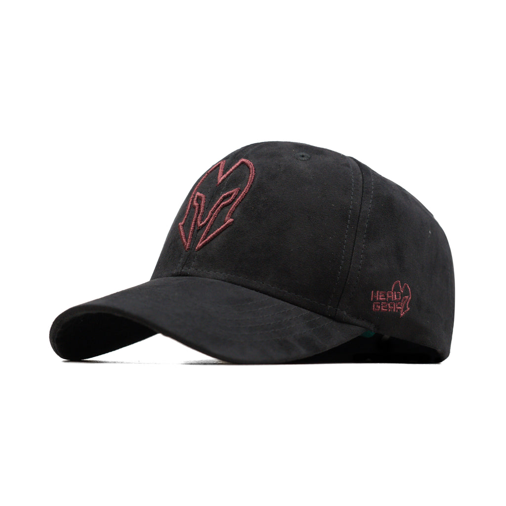 HEAD GEAR BLACK AND RED CONTRAST SUEDE CAP