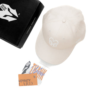 HEAD GEAR OFF-WHITE AND WHITE CONTRAST CANVAS CAP