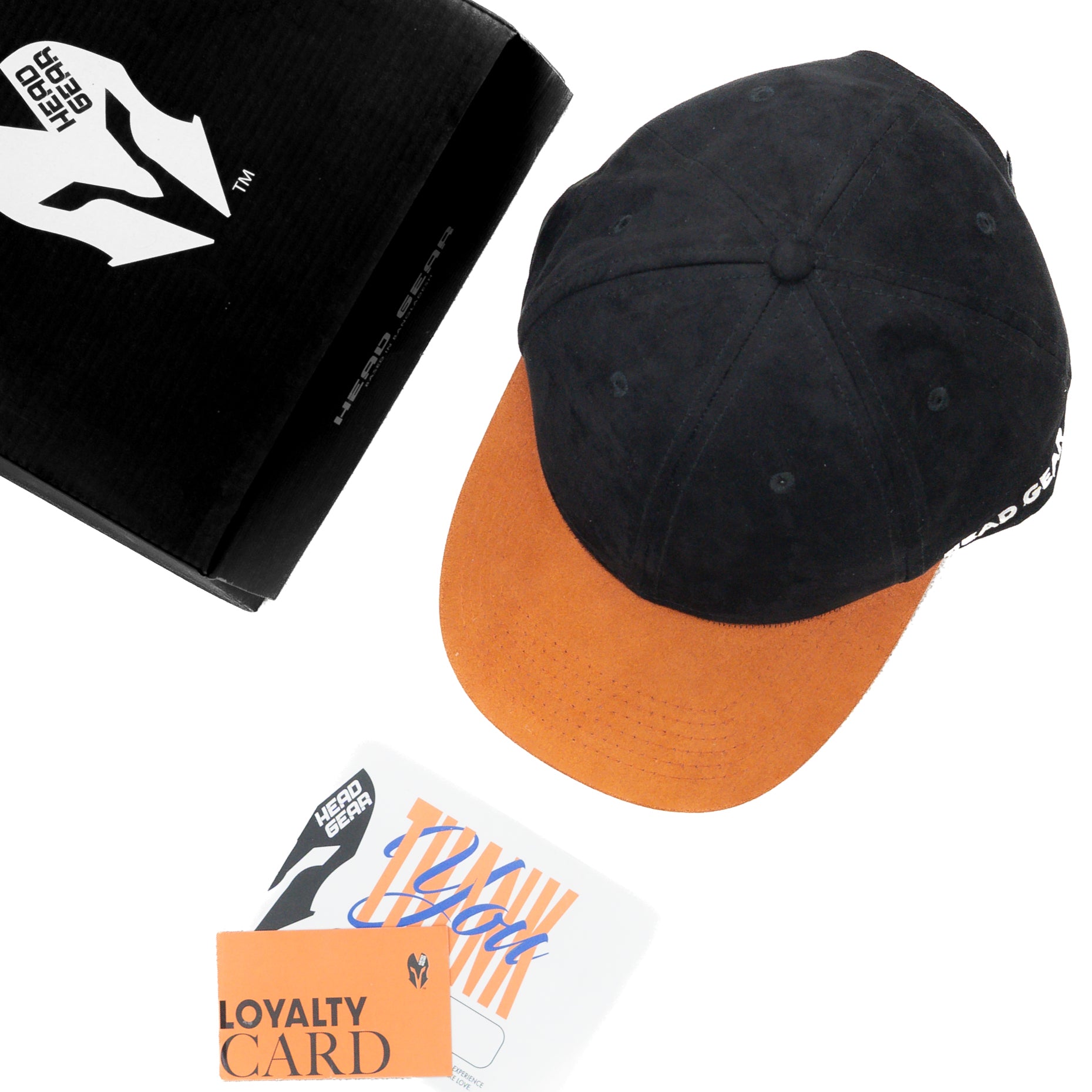 HEAD GEAR BLACK ORANGE DUAL TONE STRUCTURED CAP