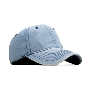 HEAD GEAR SKY BLUE WASHED DENIM METAL PATCH CAP