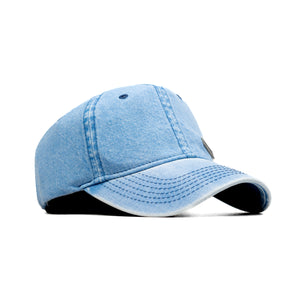 HEAD GEAR BRIGHT SKY BLUE WASHED DENIM METAL PATCH CAP