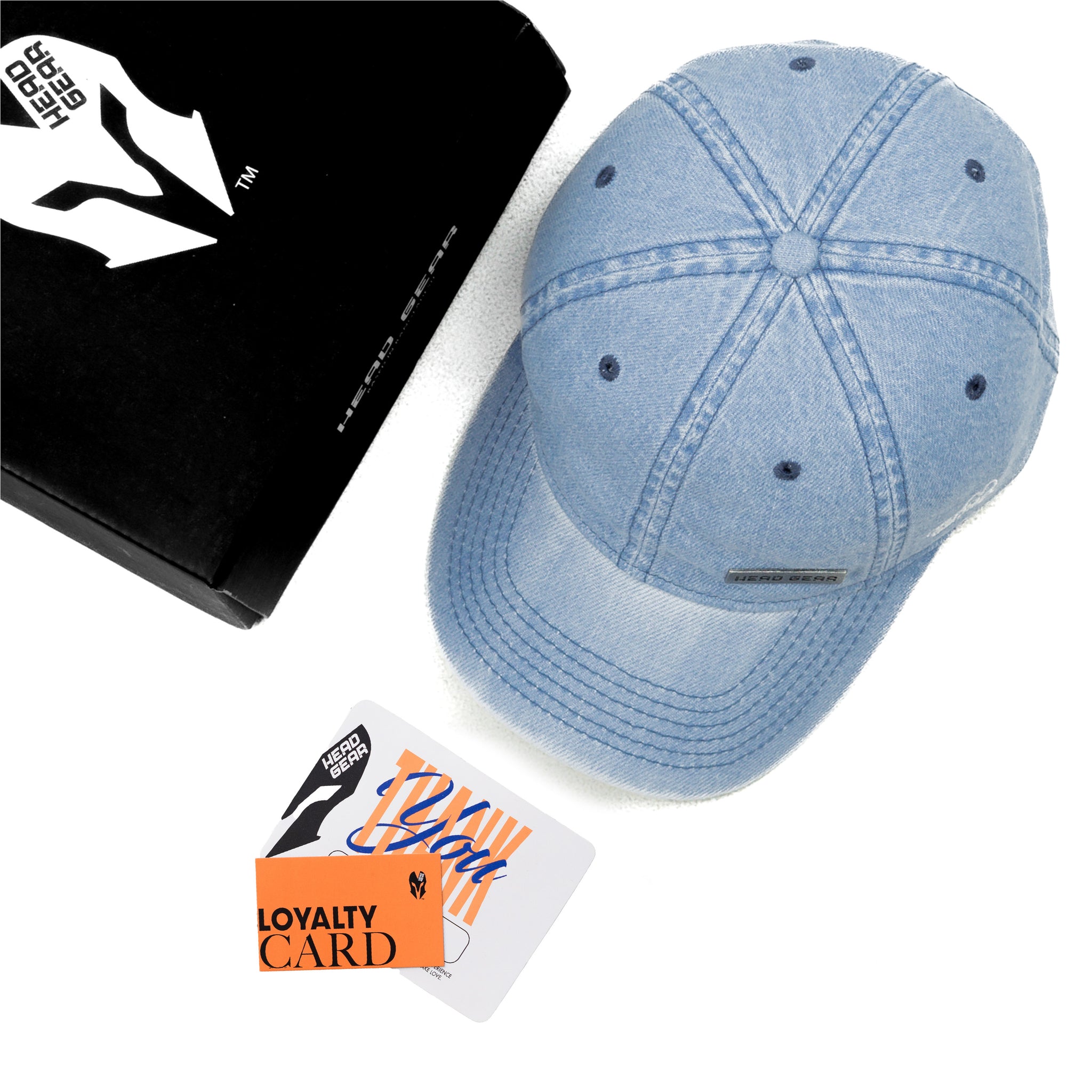 HEAD GEAR SKY BLUE WASHED DENIM METAL PATCH CAP