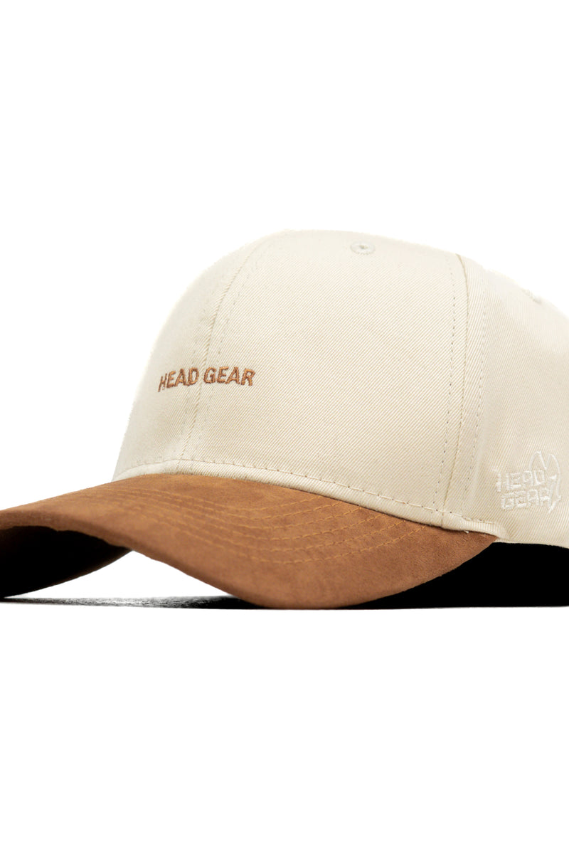 HEAD GEAR OFF WHITE AND BROWN STRUCTURED CAP