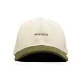 HEAD GEAR OFF WHITE AND OLIVE STRUCTURED CAP