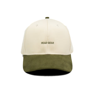 HEAD GEAR OFF WHITE AND OLIVE STRUCTURED CAP