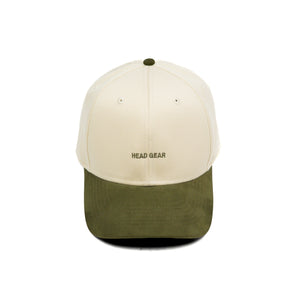 HEAD GEAR OFF WHITE AND OLIVE STRUCTURED CAP