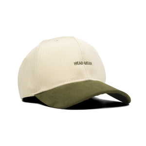HEAD GEAR OFF WHITE AND OLIVE STRUCTURED CAP