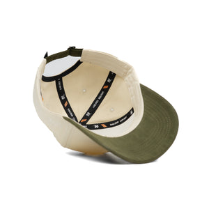 HEAD GEAR OFF WHITE AND OLIVE STRUCTURED CAP