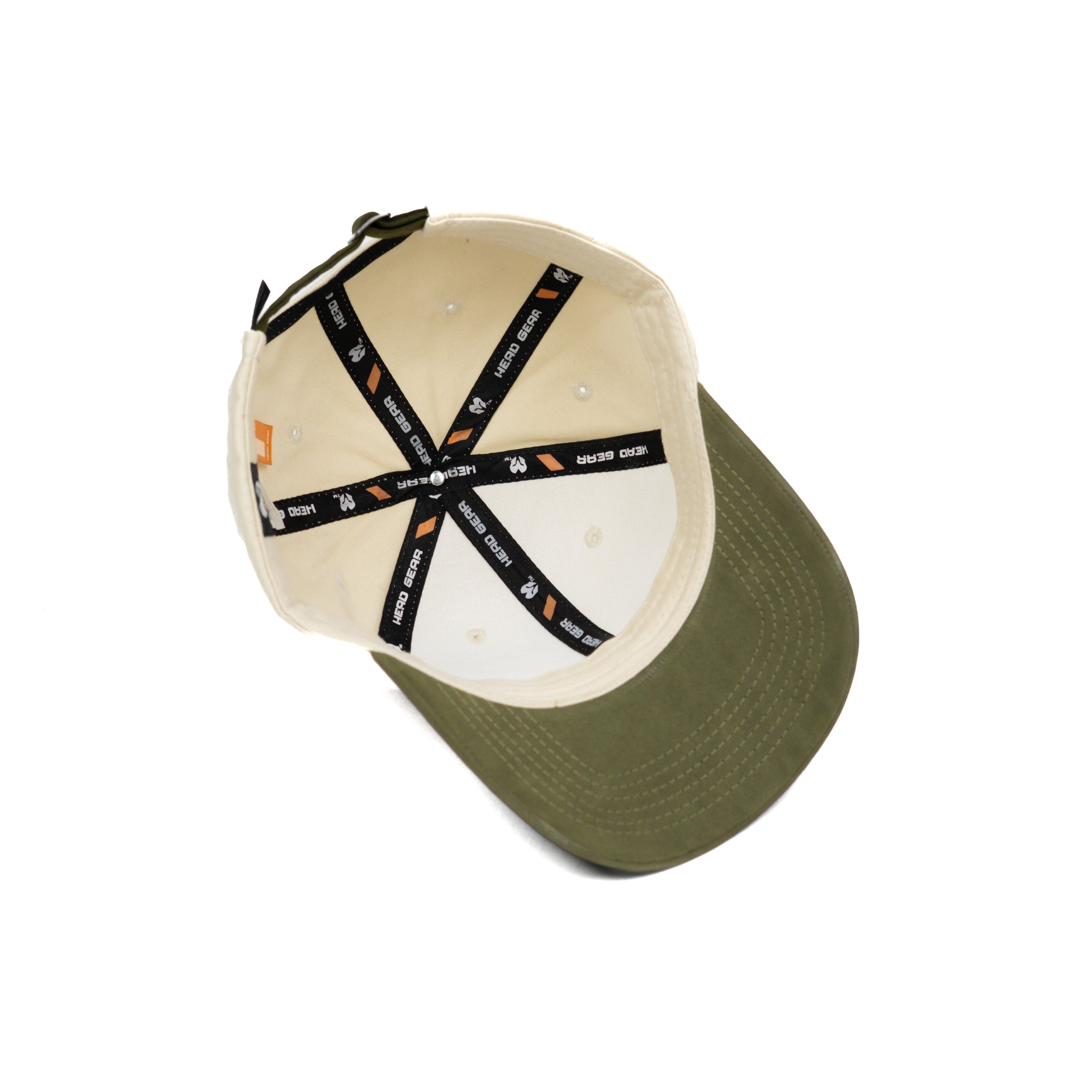 HEAD GEAR OFF WHITE AND OLIVE STRUCTURED CAP