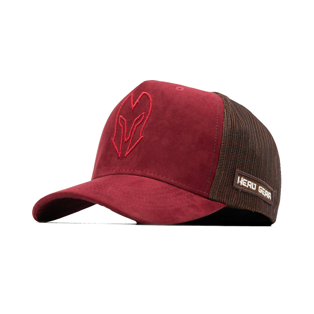 HEAD GEAR RED WINE SUPER SUEDE TRUCKER CAP