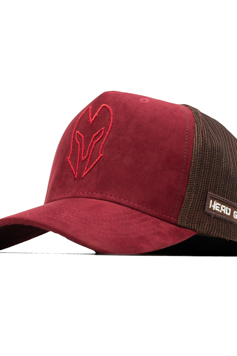 HEAD GEAR RED WINE SUPER SUEDE TRUCKER CAP