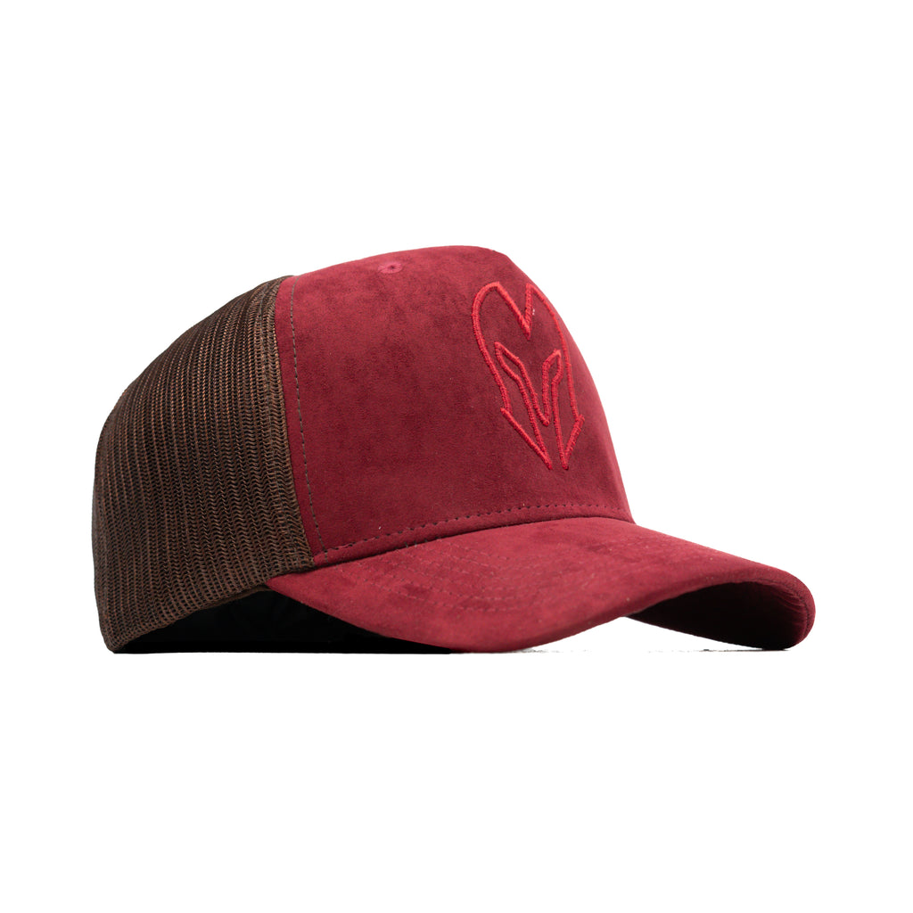 HEAD GEAR RED WINE SUPER SUEDE TRUCKER CAP