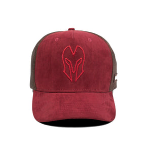 HEAD GEAR RED WINE SUPER SUEDE TRUCKER CAP