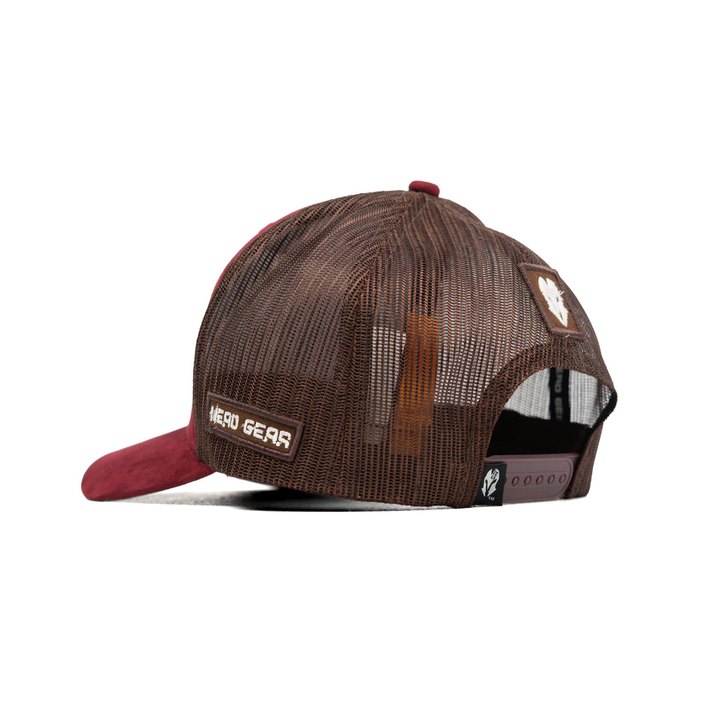 HEAD GEAR RED WINE SUPER SUEDE TRUCKER CAP