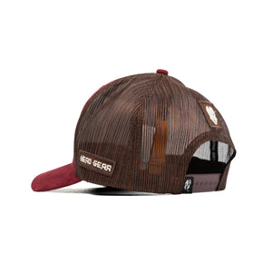 HEAD GEAR RED WINE SUPER SUEDE TRUCKER CAP