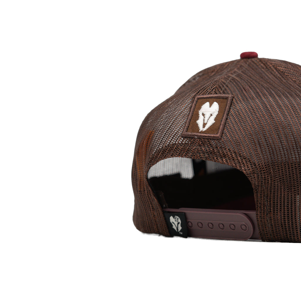 HEAD GEAR RED WINE SUPER SUEDE TRUCKER CAP