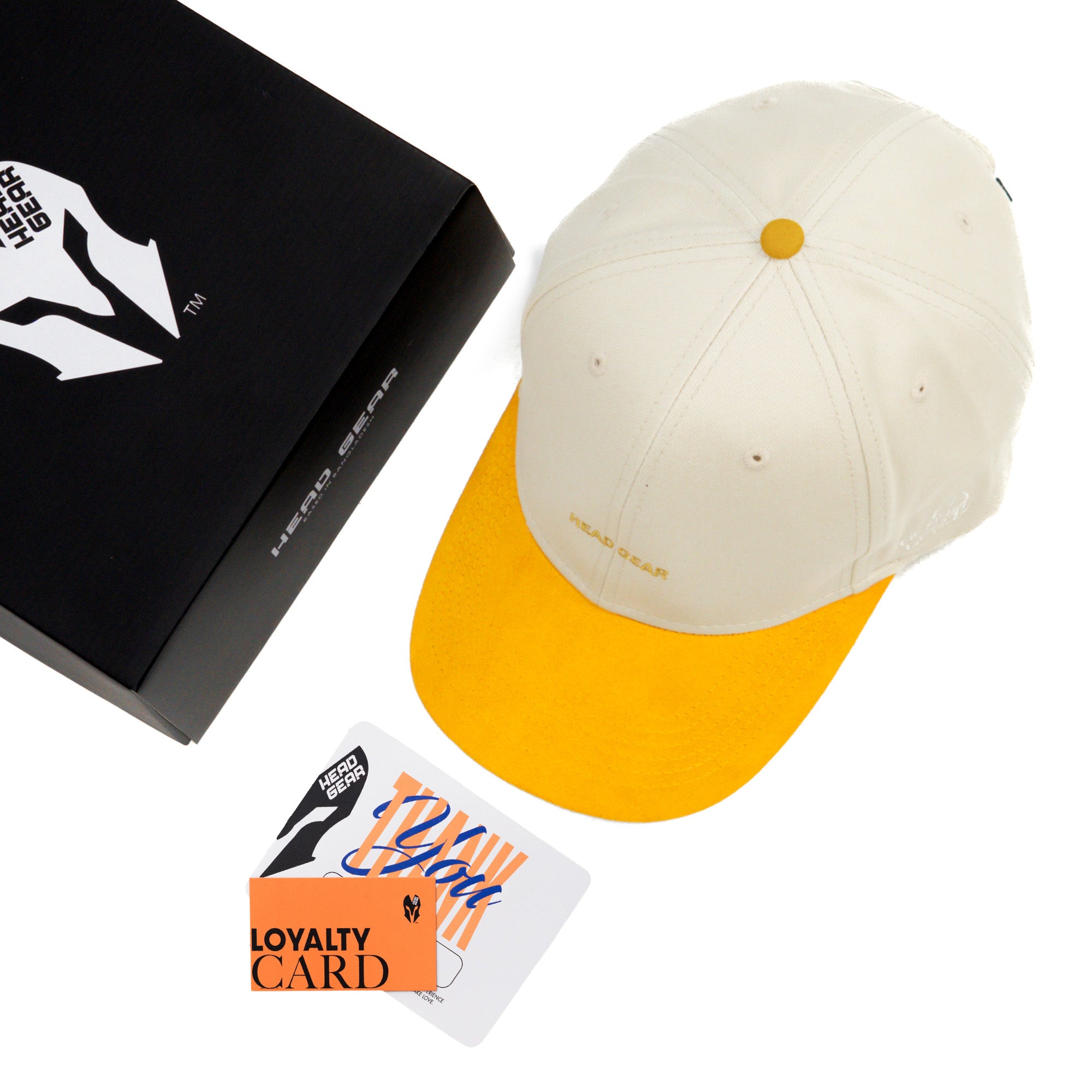 HEAD GEAR YELLOW AND OFF WHITE STRUCTURED CAP