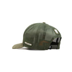 HEAD GEAR OLIVE TRUCKER LEATHER PATCH CAP
