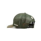 HEAD GEAR OLIVE TRUCKER LEATHER PATCH CAP