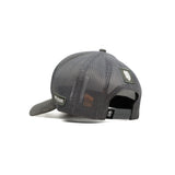 HEAD GEAR GREY TRUCKER LEATHER PATCH CAP