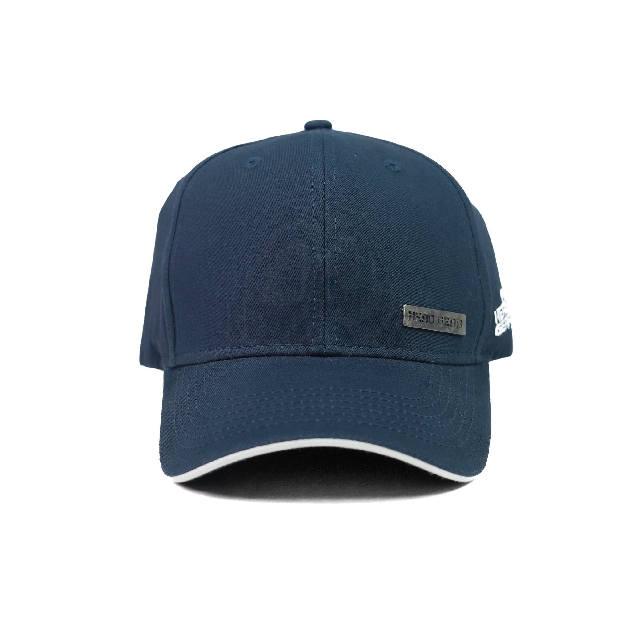 HEAD GEAR NAVY BLUE RUSTIC METAL PATCH SANDWICH CAP