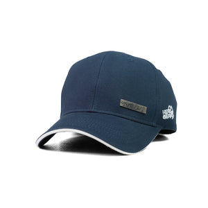 HEAD GEAR NAVY BLUE RUSTIC METAL PATCH SANDWICH CAP