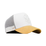 HEAD GEAR WHITE AND MUSTARD DUAL TONE TRUCKER CAP