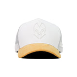 HEAD GEAR WHITE AND MUSTARD DUAL TONE TRUCKER CAP
