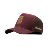 HEAD GEAR RED WINE TRUCKER LEATHER PATCH CAP