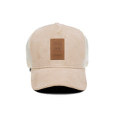 HEAD GEAR OFF-WHITE TRUCKER LEATHER PATCH CAP