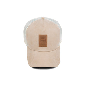 HEAD GEAR OFF-WHITE TRUCKER LEATHER PATCH CAP