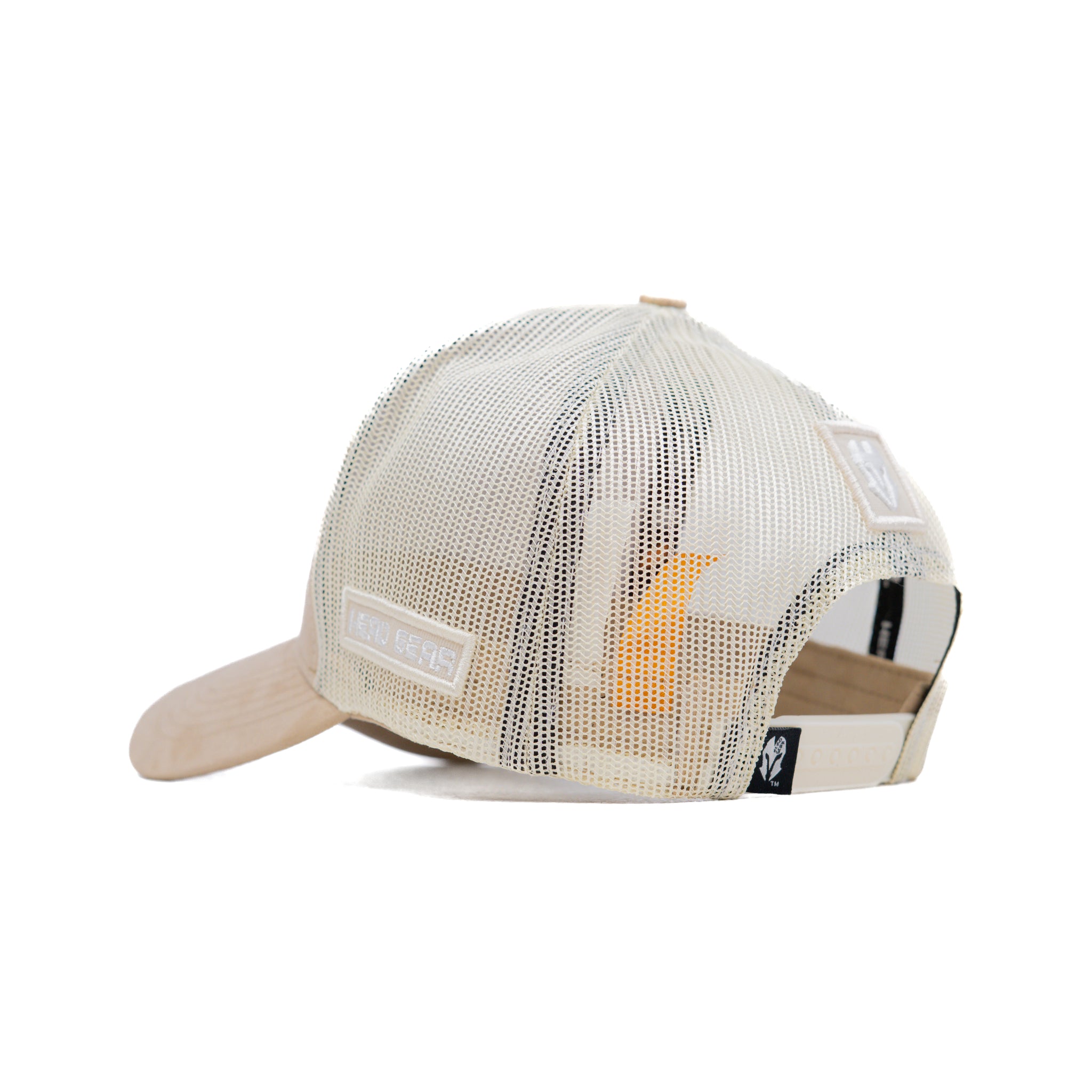 HEAD GEAR OFF-WHITE TRUCKER LEATHER PATCH CAP