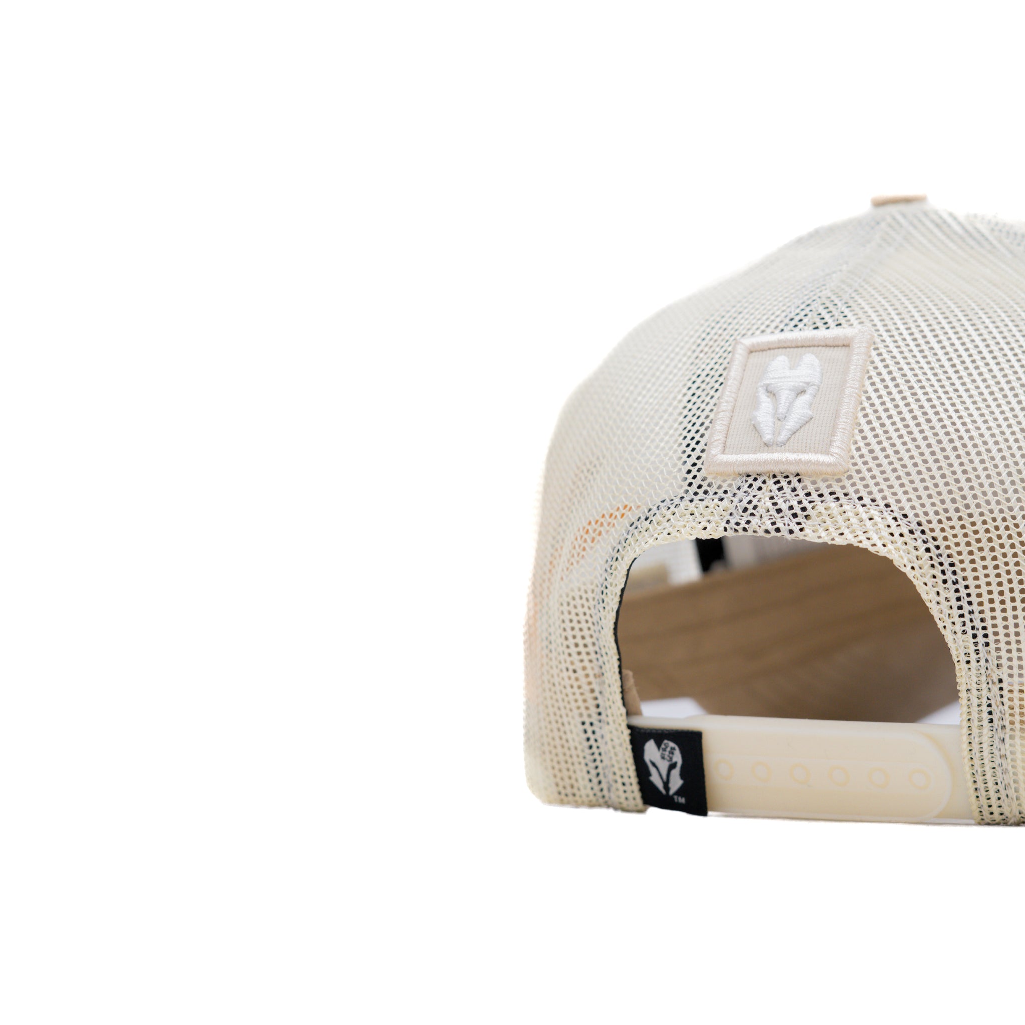 HEAD GEAR OFF-WHITE TRUCKER LEATHER PATCH CAP