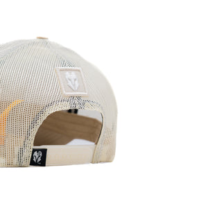 HEAD GEAR OFF-WHITE TRUCKER LEATHER PATCH CAP