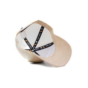 HEAD GEAR OFF-WHITE TRUCKER LEATHER PATCH CAP