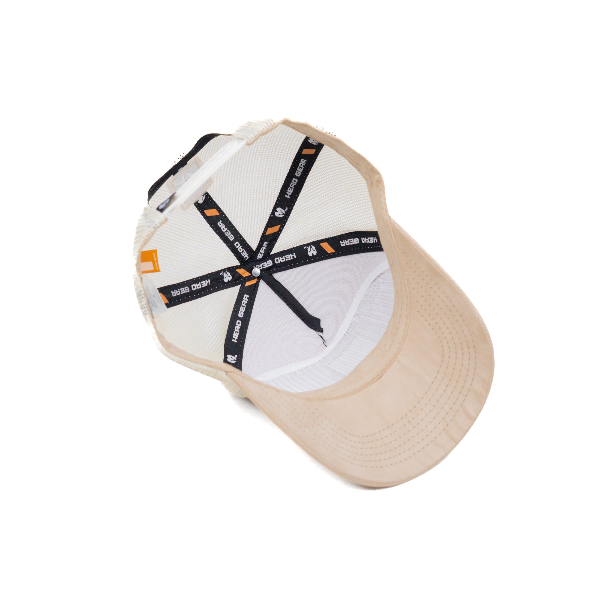 HEAD GEAR OFF-WHITE TRUCKER LEATHER PATCH CAP