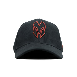 HEAD GEAR BLACK AND RED CONTRAST SUEDE CAP