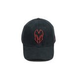 HEAD GEAR BLACK AND RED CONTRAST SUEDE CAP