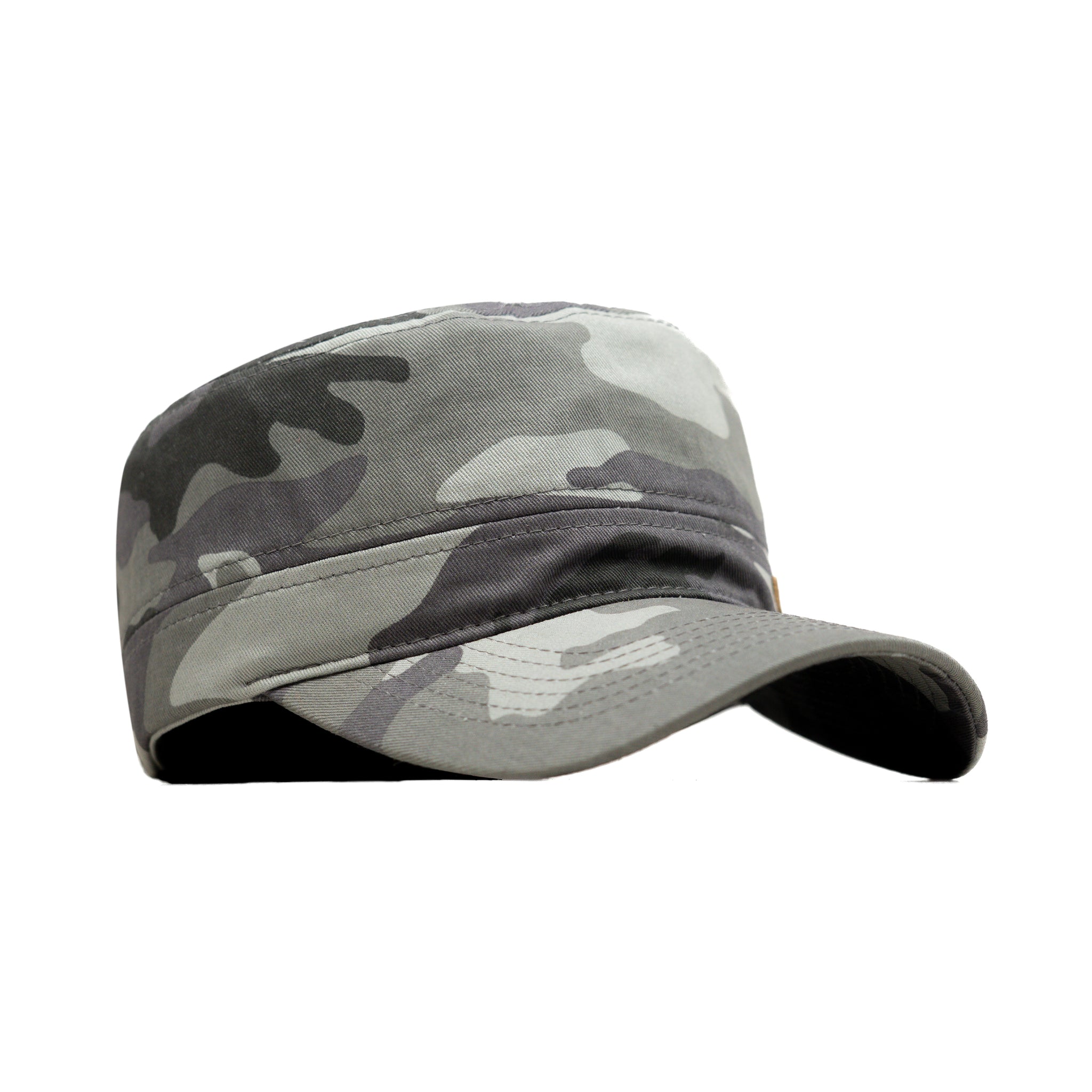 HEAD GEAR GREY CAMO WITH LEATHER PATCH CAPTAIN'S CAP