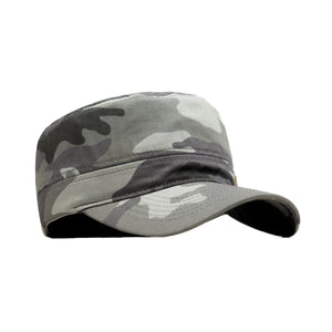 HEAD GEAR GREY CAMO WITH LEATHER PATCH CAPTAIN'S CAP
