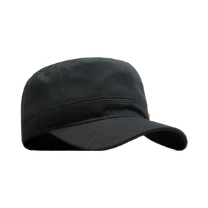 HEAD GEAR BLACK WITH LEATHER PATCH CAPTAIN'S CAP