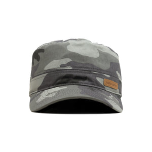 HEAD GEAR GREY CAMO WITH LEATHER PATCH CAPTAIN'S CAP
